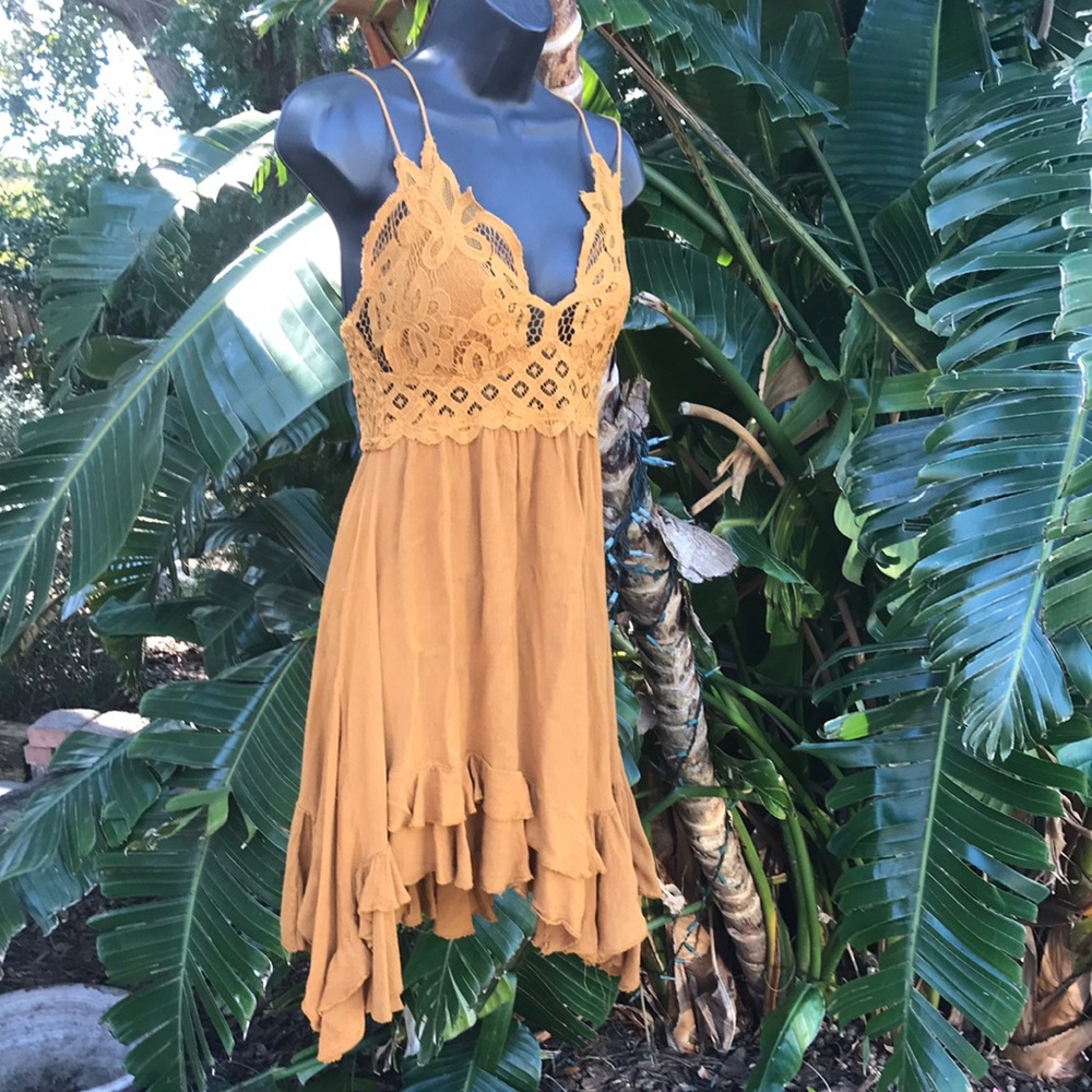 Free people Adele assymetric ruffled handkerchief, hem slip dress